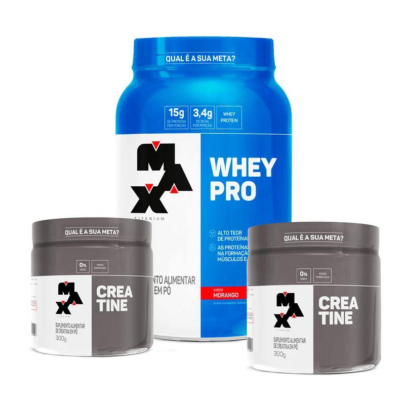 Embalagem do Kit 2 Creatinas 300 g + Whey Pro 1 kg